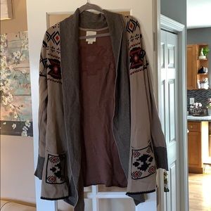 Aztec Cardigan, Size: XL tan, black, and red